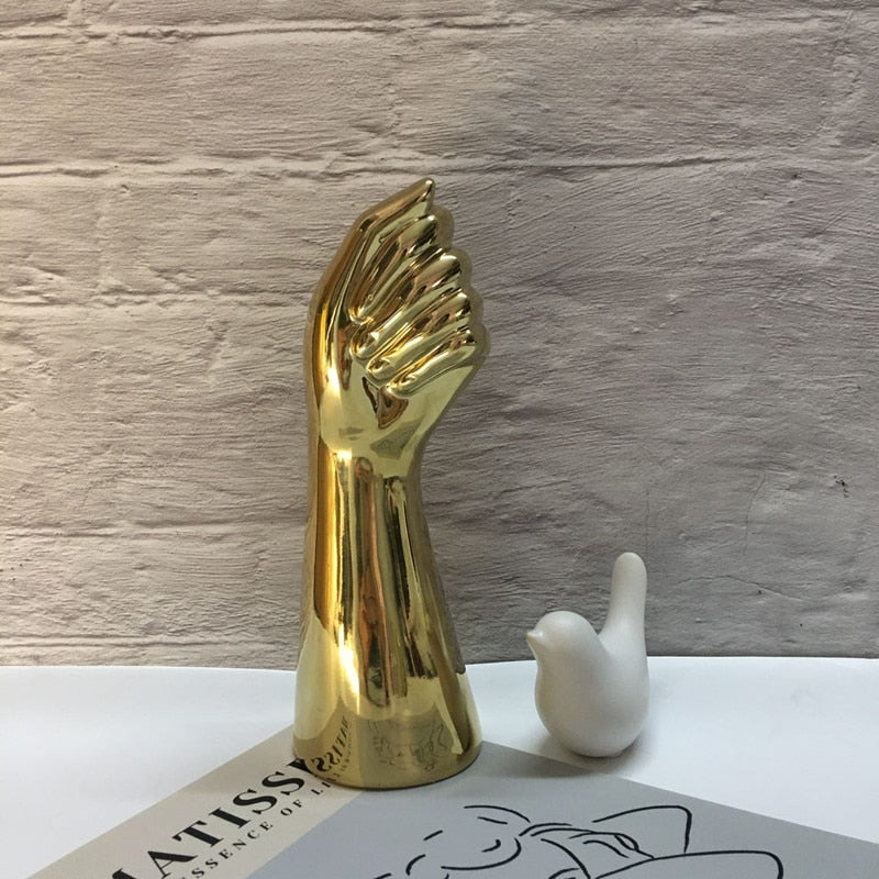 ceramics vase Nordic style Golden Hand Vase Flowers Modern Home Office Decor of Creative Floral Composition living room Ornament