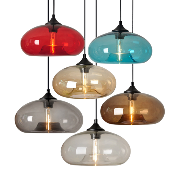 Modern Art deco Hanging colorful glass E27 Pendant Lamp with Lights cord for restaurant living room Kitchen bar cafe